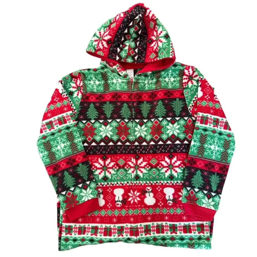 The Children's Place Christmas 1 Piece Hooded Pajamas Red Green Size 16